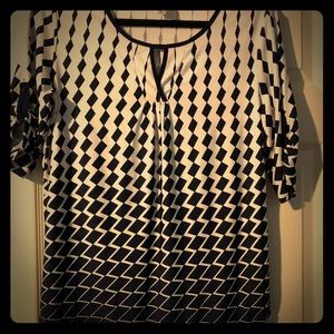 navy blue/white blouse